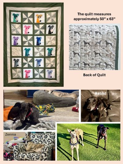 Quilt to be raffled in benefit of 2 greyhounds