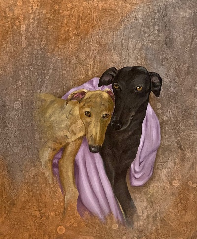 Friends in Need greyhound artwork