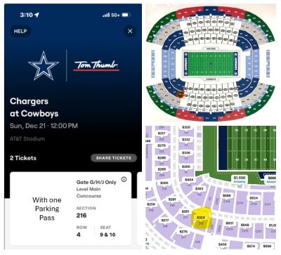 Raffle to win Cowboys vs Chargers tickets